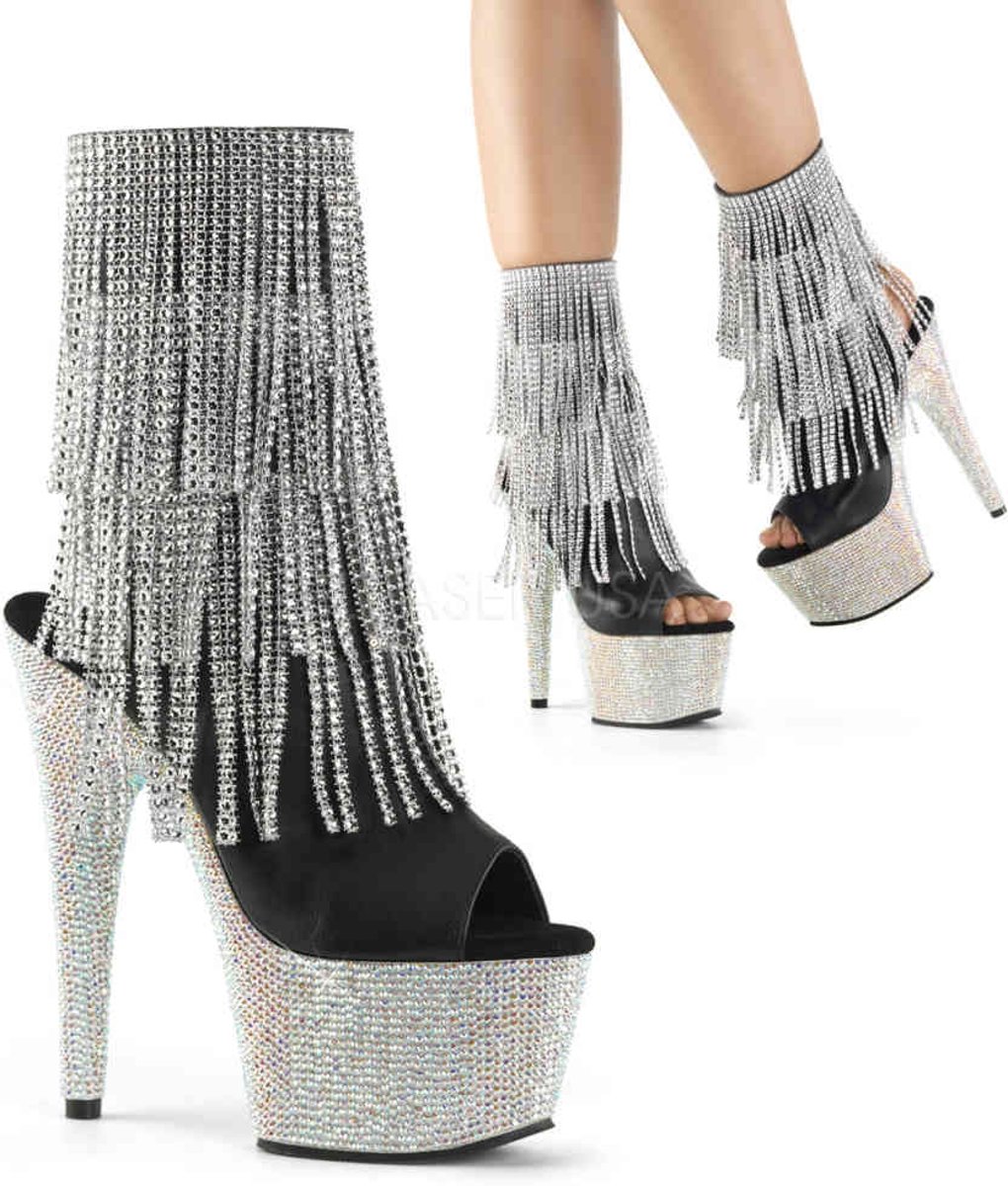 EU 35 = US 5 | BEJEWELED-1024RSF-7 | 7 Heel, 2 3/4 PF Open Toe/Heel Ankle Boot, Side Zip